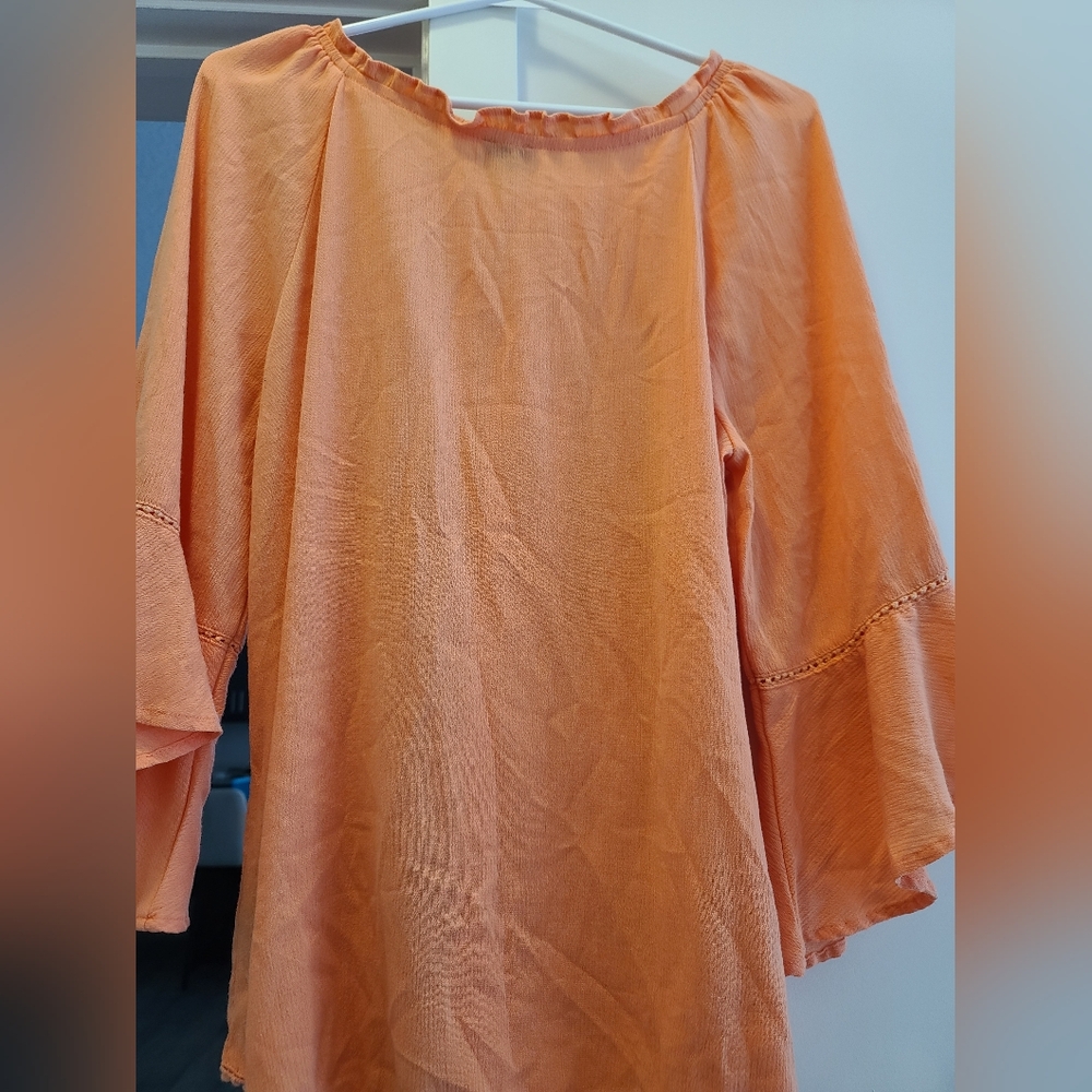 Lee Orange Ruffled Bell Sleeve Blouse - Picture 5 of 7